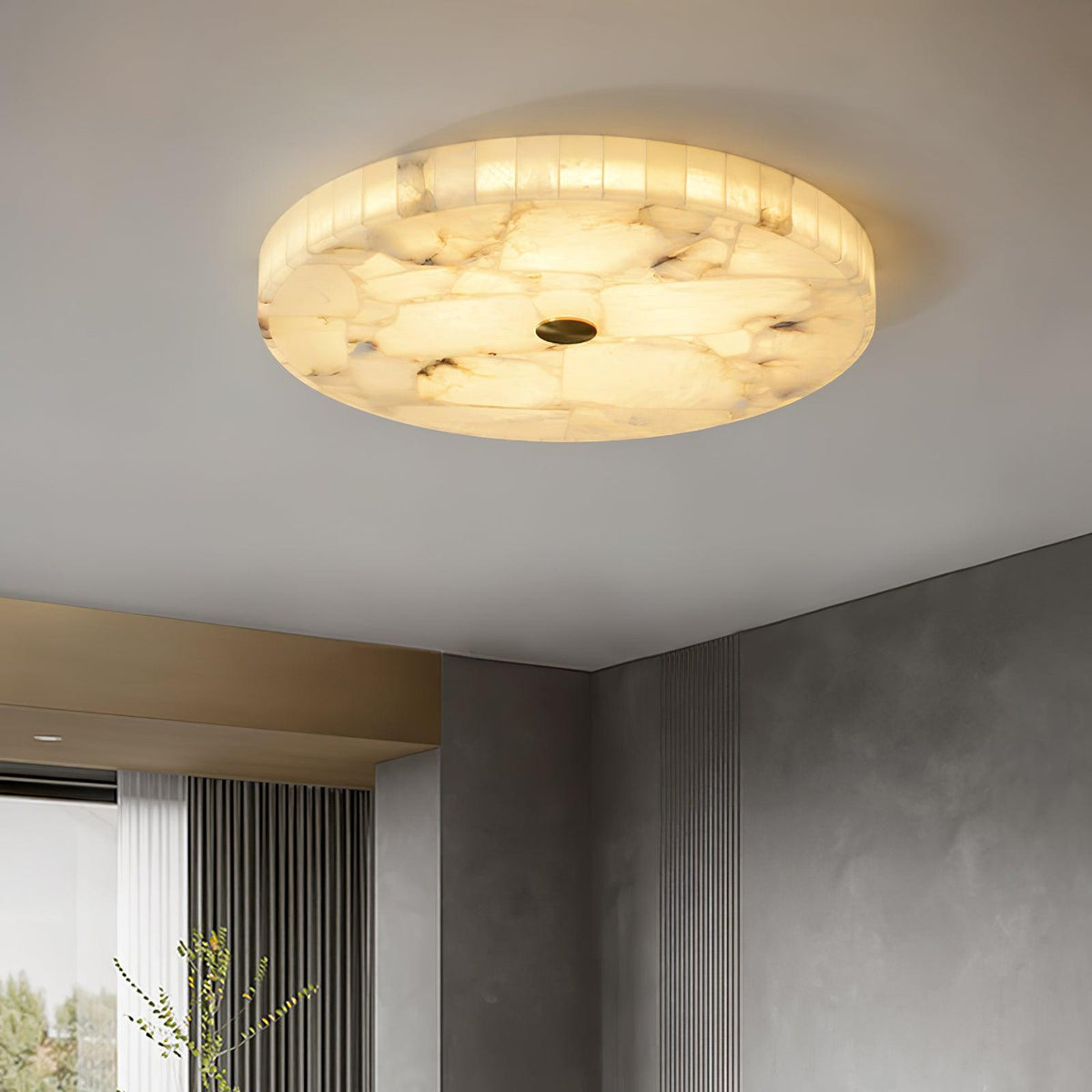Delya Ronde Alabaster Plafondlamp