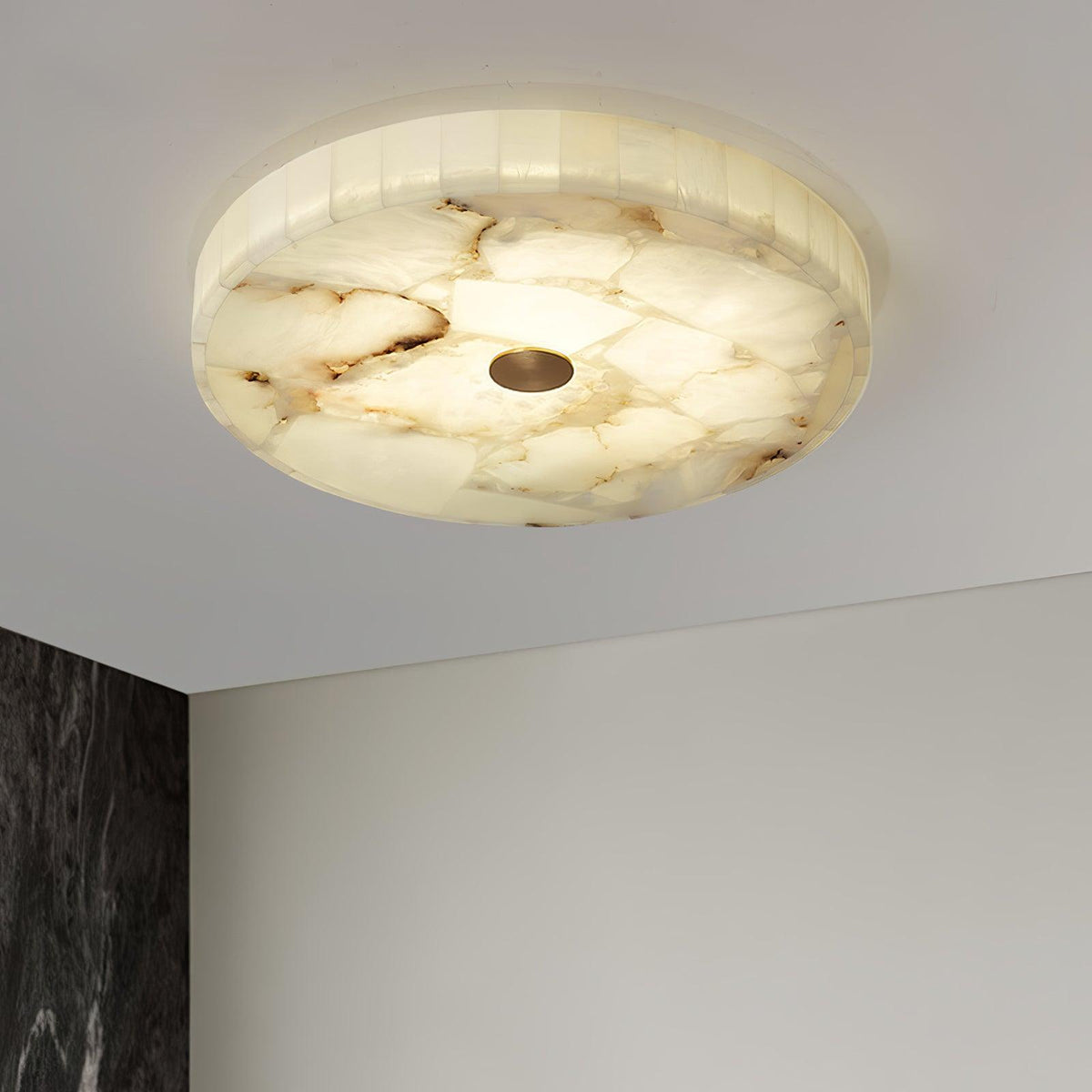 Delya Ronde Alabaster Plafondlamp