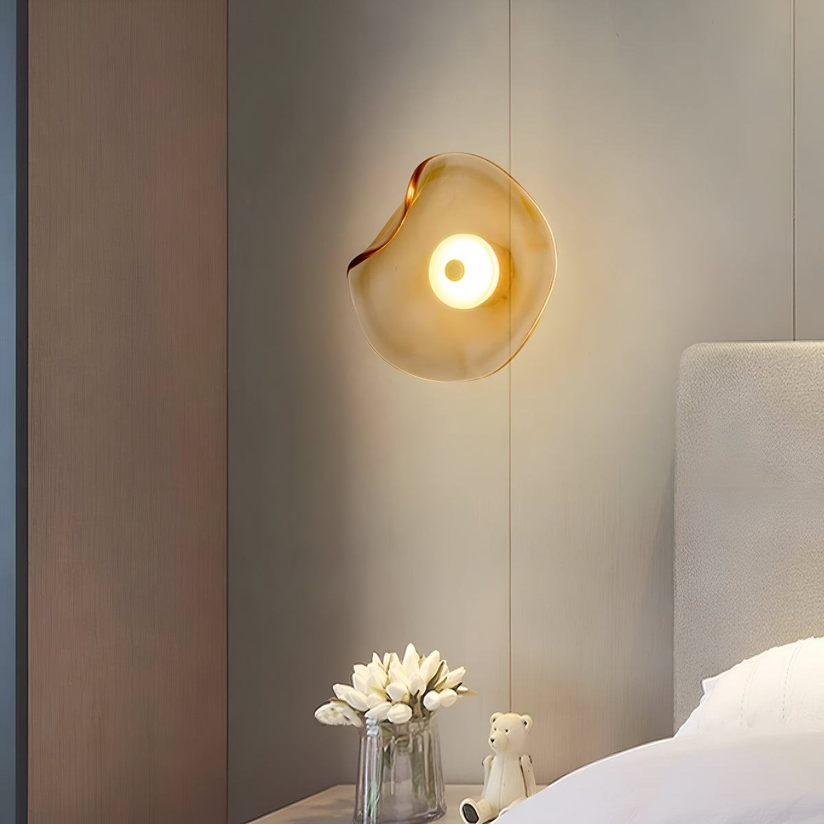 Nordic Gebogen Glas Japandi Stijl Glas LED Wandlamp