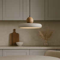 Rustieke Travertijn Hanglamp met Houten Accent