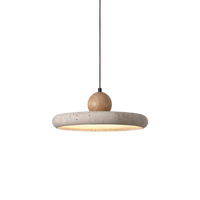 Rustieke Travertijn Hanglamp met Houten Accent