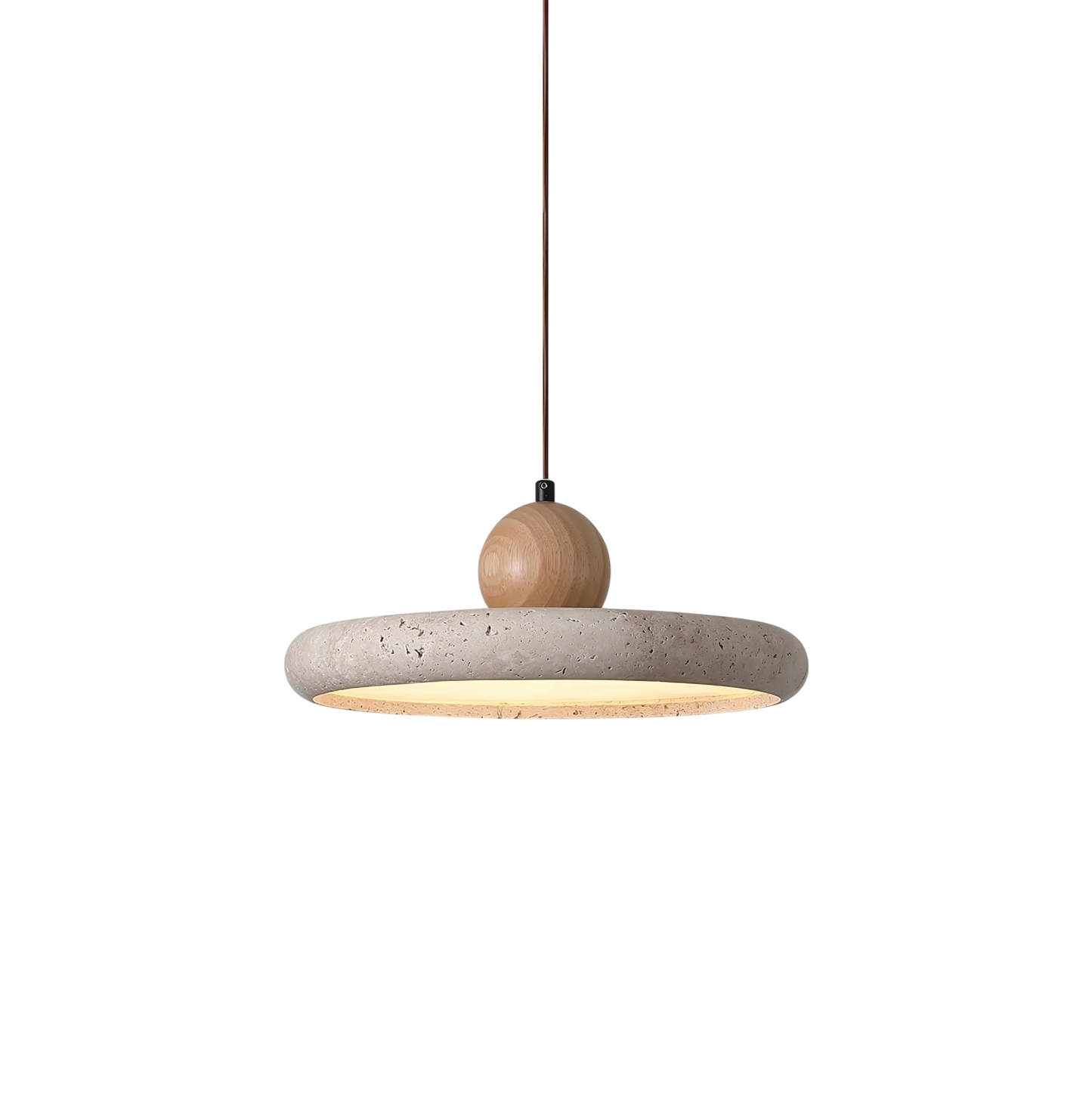 Rustieke Travertijn Hanglamp met Houten Accent