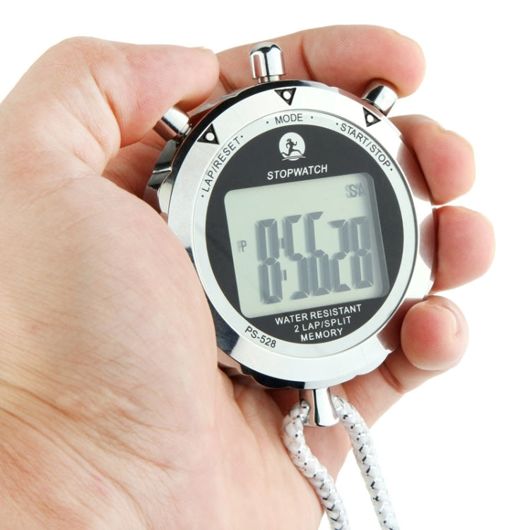 PS528 Metalen Stopwatch Professionele Chronograaf Handheld Digitale LCD Sport Timer met Strap