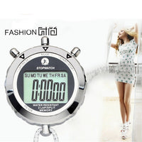 PS528 Metalen Stopwatch Professionele Chronograaf Handheld Digitale LCD Sport Timer met Strap