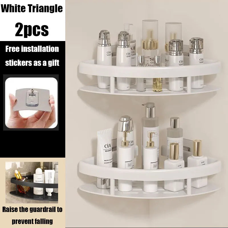 AquaSpace Pro | Hoekdouchplank zonder boren | Aluminium | Roestvrij & Belastbaar | Badrek in Zwart, Wit, Zilver of Zwart-Goud