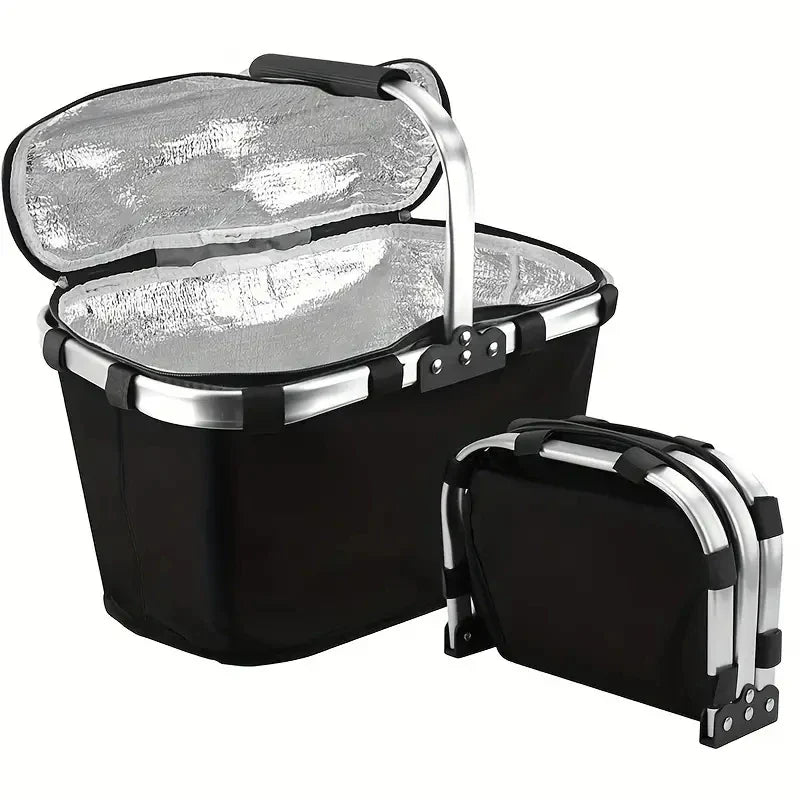 ThermaTrip Vouwmand | Geïsoleerde Picknickmand met Aluminiumfolie & Handvat | 3-voudig opvouwbaar | Voor Uitstapjes, Park, Winkelen & Reizen