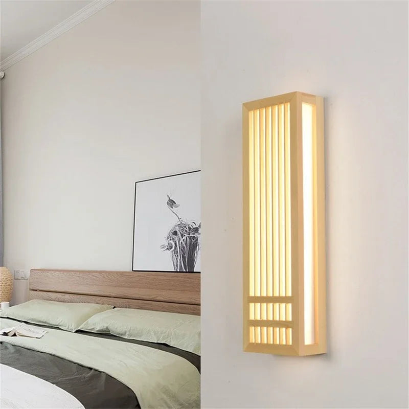 Japandi Houten Wandlamp LED Minimalistische Decoratieve Wandlamp
