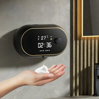 LuxuraWave Slimme Schuimzeepdispenser | Verfijnde dispenser met tijd- en temperatuurweergave voor een verbeterde handwaservaring