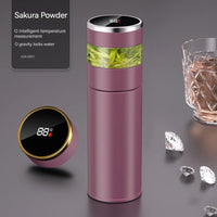 ThermoBrew | Isolerende fles met LED-temperatuurweergave & theefilter | 450 ml | Roestvrij staal 304 | Zwart