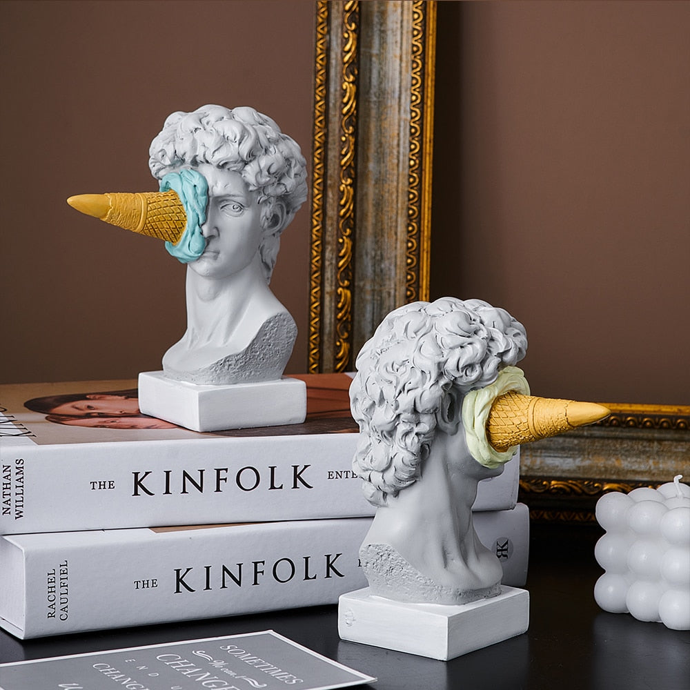 David Beeldje met IJsje Huisdecoratie Sculptuur