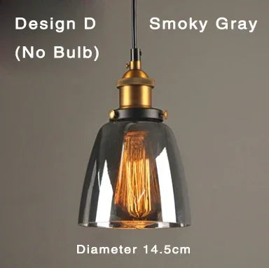 Industriële retro hanglamp met glas – Rookglas lampenkap