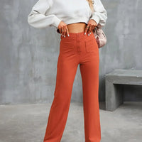 LuxeFit Chic Hoge Taille Casual Broek | Moeiteloos stijlvolle losse broek met elastische tailleband en functionele zakken voor ultiem comfort en veelzijdigheid in streetwear.