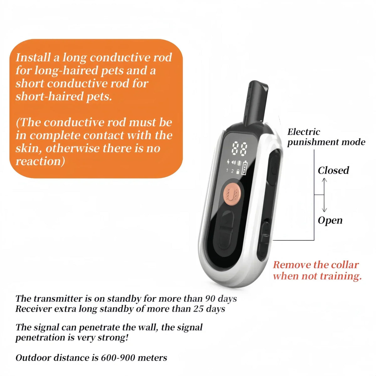 Oplaadbare waterdichte hondentrainingshalsband met afstandsbediening en blafcontrole – TrainMate