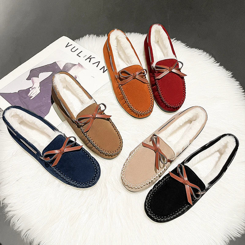 LuxeStep Elegante Moccasin Loafers | Chic strik-slippers met pluizige voering voor moeiteloze herfststijl en comfort