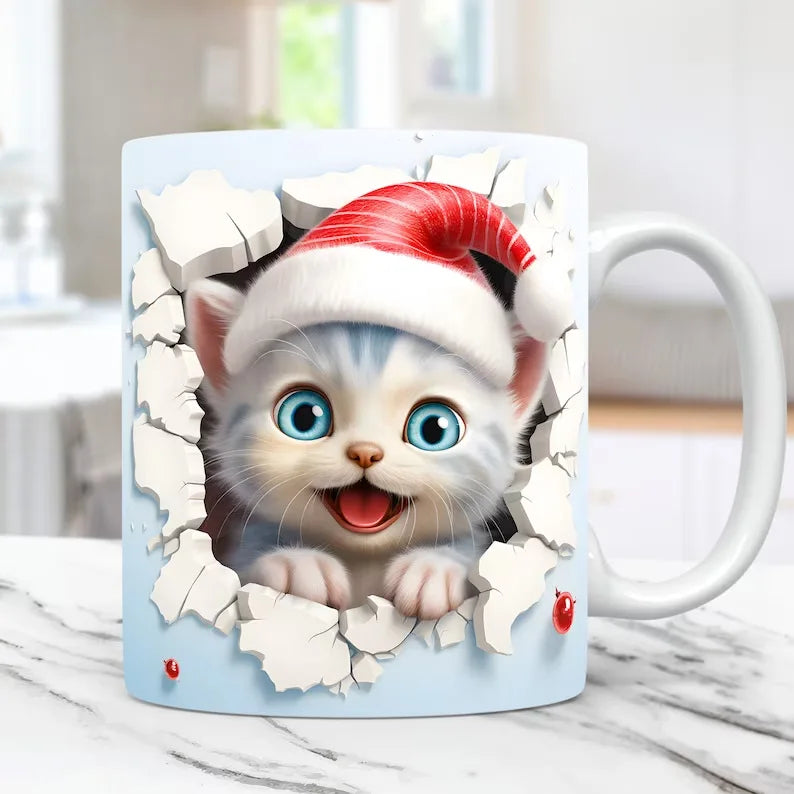 FelineElegance 3D Zwarte Kat Koffiemok | Betoverende keramische theekop met een speels ontwerp, perfect voor kinderen en ideaal voor verrassingscadeaus.