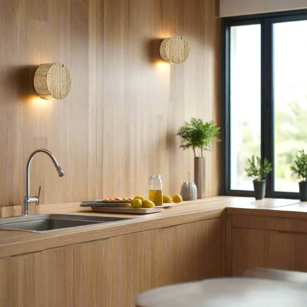 Japanse Wabi Sabi Natuurlijke Travertijn Steen Wandlamp