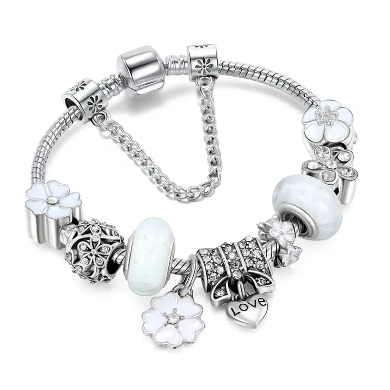 LuxeBloom Artisan Jewelry Armband | Exquisite bubble glass en parel ontwerp geïnspireerd door levendige perzikbloesems voor een unieke DIY mode-uitspraak