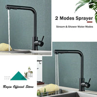 Skanto | Zwart uittrekbare keukenkranen - Flexibele 2-modus straal- en spraydouche, roestvrijstalen warm-koud watermengkraan