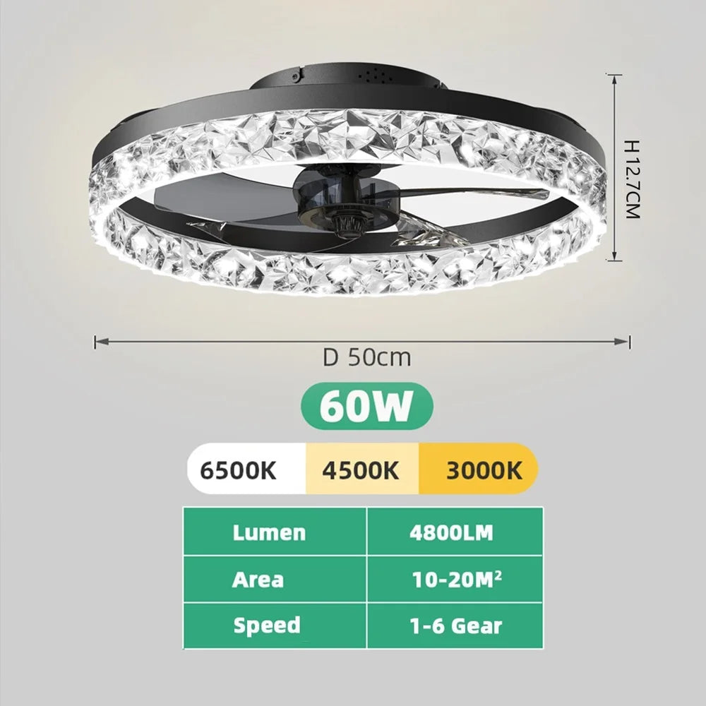 Avelion - Ronde Plafondventilator Met LED Lamp En Afstandsbediening