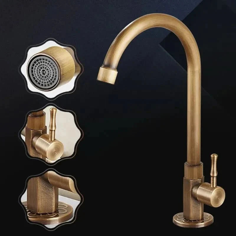 GoldenSwan Kraan – Antieke Zwanenhals Waterkraan van Messing voor de Keuken