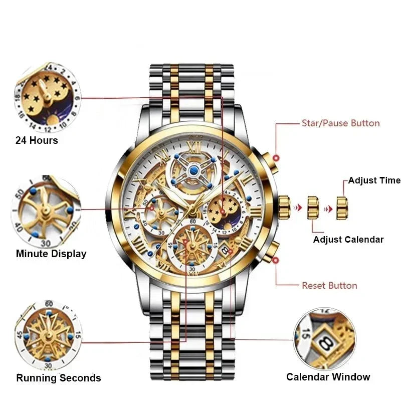 Elegante Business-Quartz Horloge voor Heren | Waterdicht tot 3 Bar – Ronog