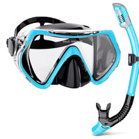 AquaVision Snorkelmasker Set voor Volwassenen | Anti-Fog & Schokbestendig | Siliconen Rand & Droge Snorkel | 180° Gezichtsveld