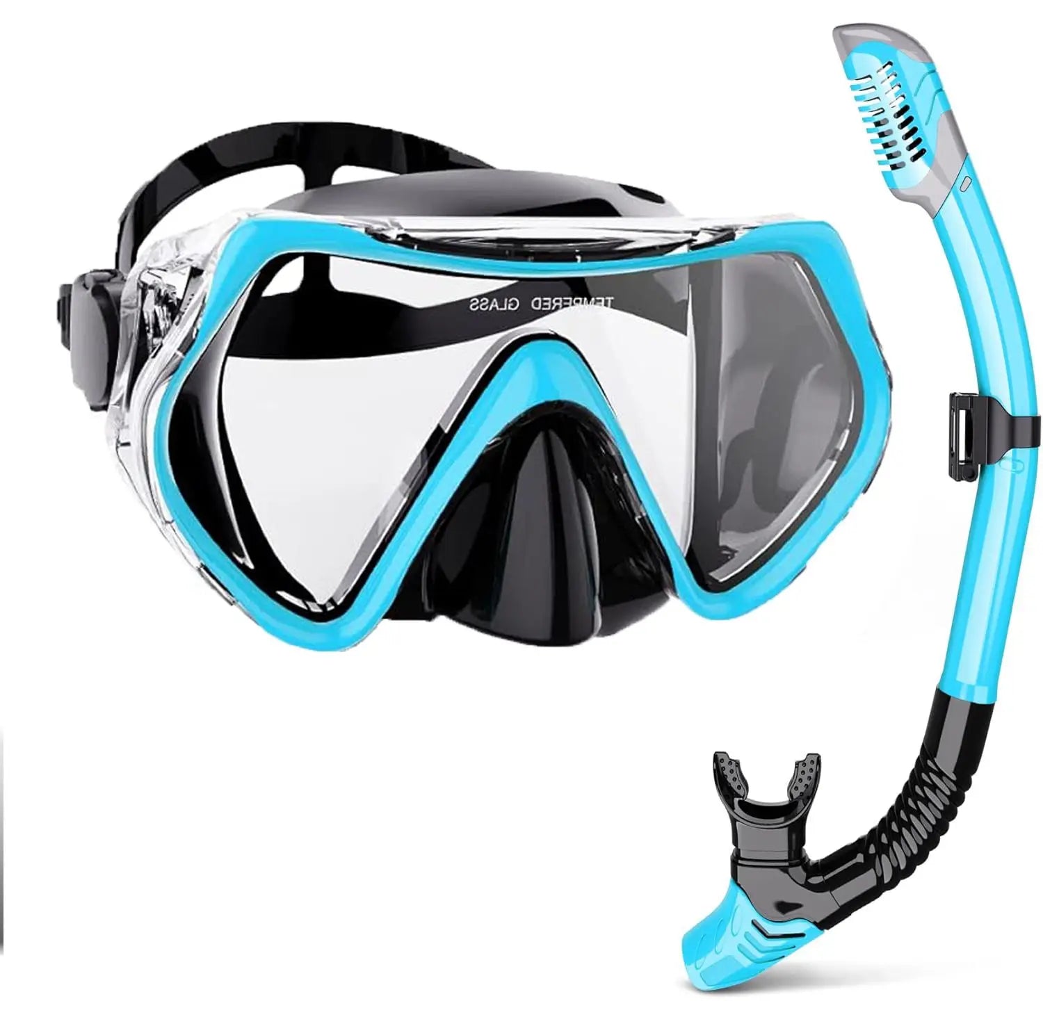 AquaVision Snorkelmasker Set voor Volwassenen | Anti-Fog & Schokbestendig | Siliconen Rand & Droge Snorkel | 180° Gezichtsveld