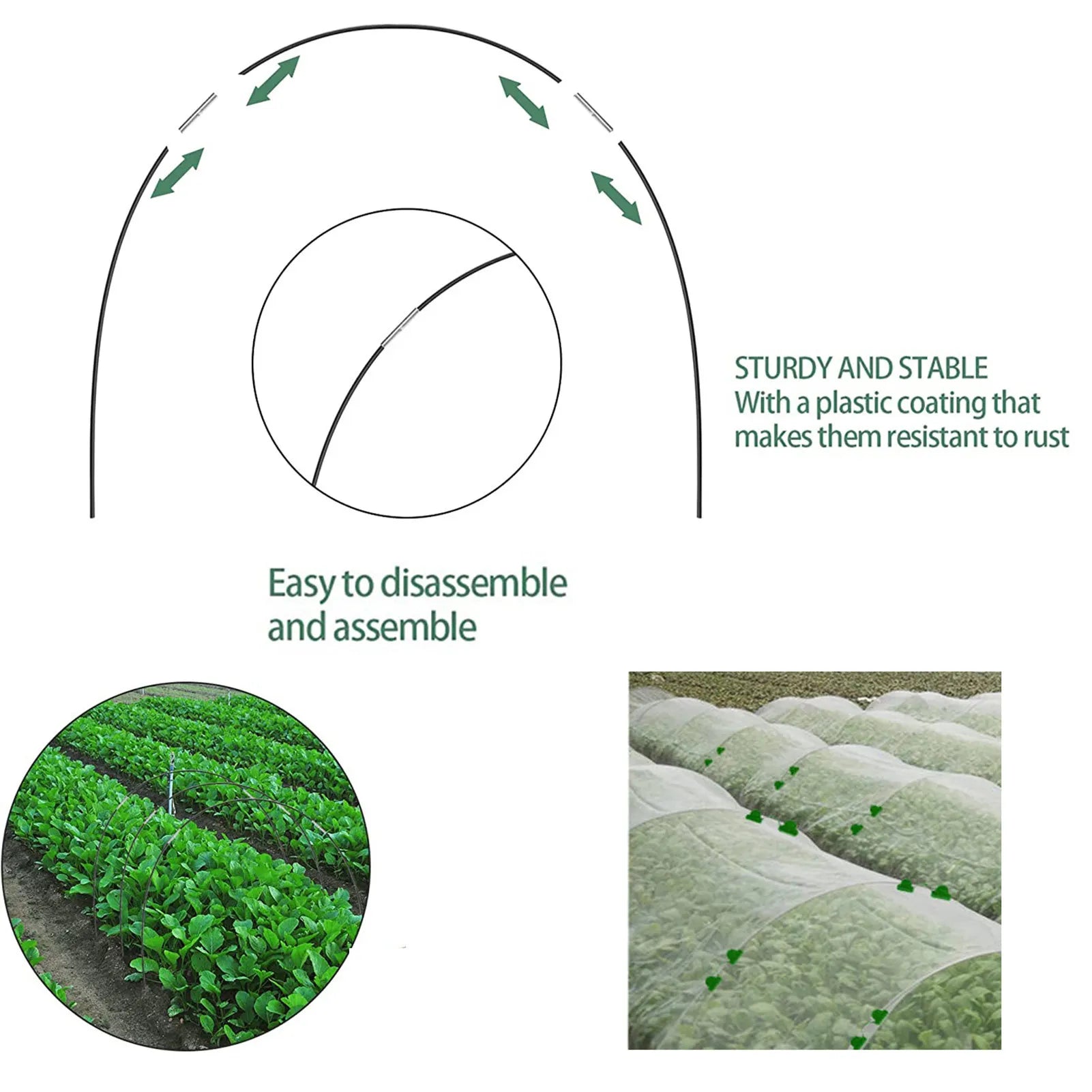 Plantura FlexGrow Tuinboog-set van fiberglass | DIY Plantentunnel voor verhoogde bedden & vroege teelt | Roestvrij & Herbruikbaar | Inclusief koppelingen