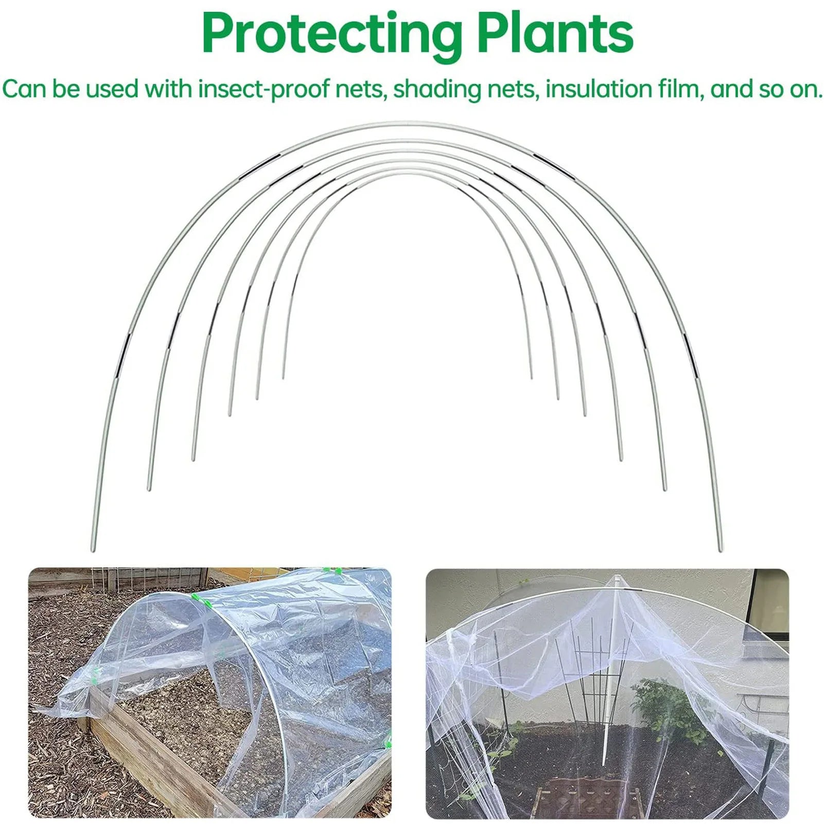 Plantura FlexGrow Tuinboog-set van fiberglass | DIY Plantentunnel voor verhoogde bedden & vroege teelt | Roestvrij & Herbruikbaar | Inclusief koppelingen