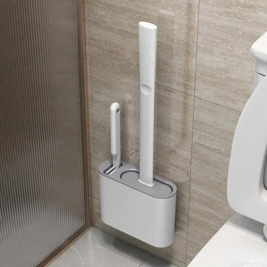 WC Borstel HygieBrush DuoClean | Set van 2-in-1 silicone WC borstels met wandhouder | Antibacterieel en ruimtebesparend