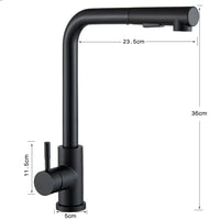 Skanto | Zwart uittrekbare keukenkranen - Flexibele 2-modus straal- en spraydouche, roestvrijstalen warm-koud watermengkraan