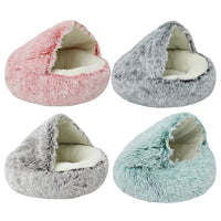 PurrLux Pluizig Kattenbed met Capuchon | Warm en zacht pluche kattennest voor ultieme ontspanning en comfort voor kleine en middelgrote huisdieren