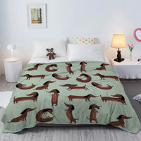 DoxiDream Fleece Deken | Zachte Flanel | Teckel Print | Bank & Bed