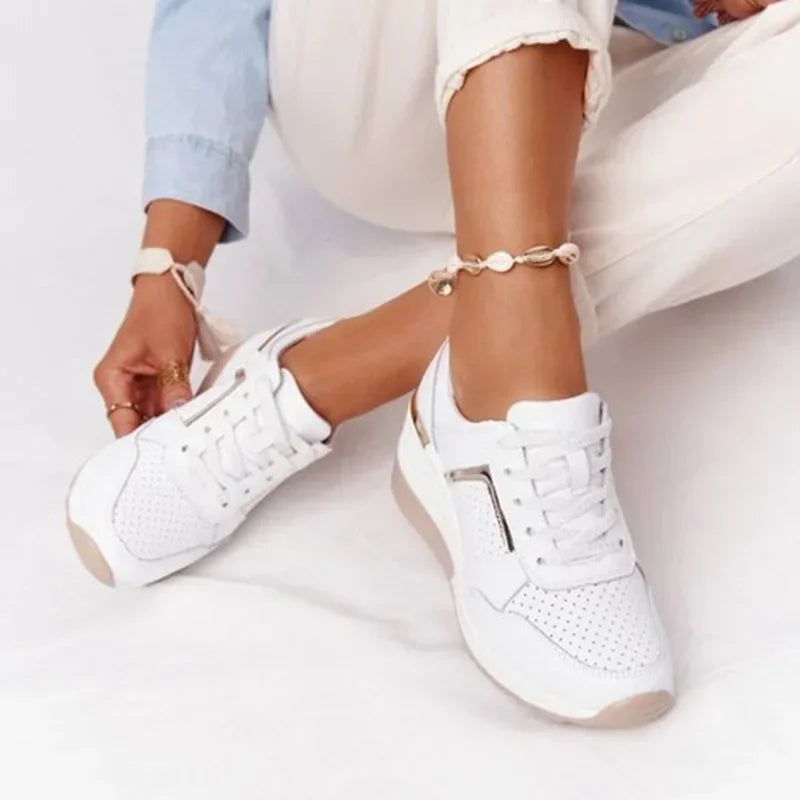 LuxeStride Elegance Sneakers | Comfortabele dames sneakers met ingebouwde hak voor wandelingen in de buitenlucht, beschikbaar in plus maten 35-43