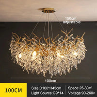 Exclusieve kroonluchter met kristallen bladeren – takken effect, moderne elegantie