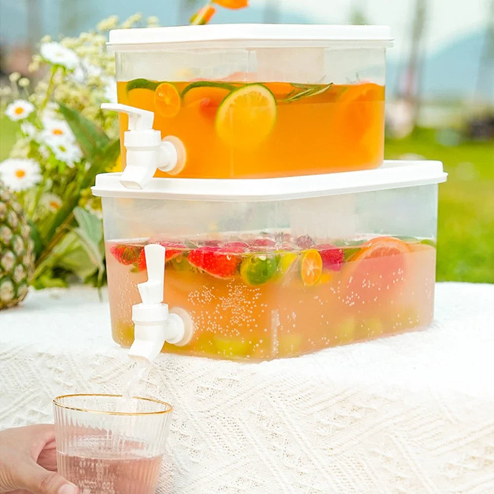 AquaGlide ijsdrankautomaat | 3.5/5/10L Koelkastvriendelijke sapkan met kraantje en deksel voor water en sa