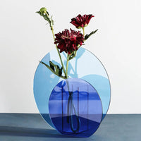 AquaLuxe Elegante Acrylen Vaasje | Adembenemend roze en blauwe contrastvaas voor moderne woninginrichting en artistieke flair
