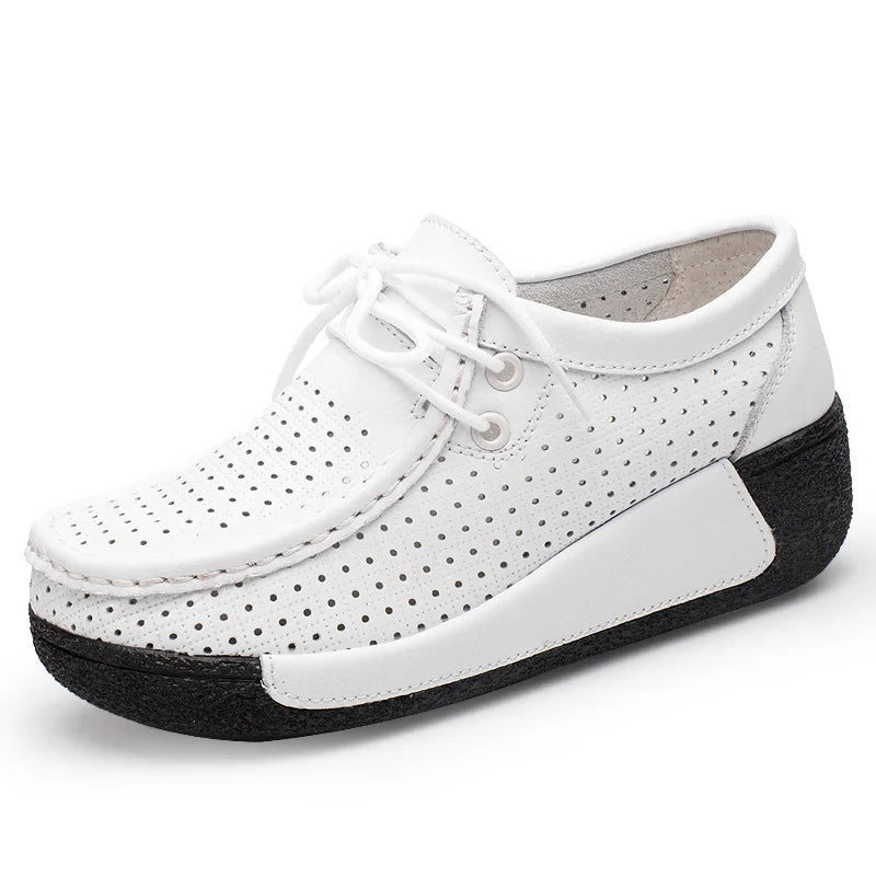 LuxeStride Echte Leren Loafers | Elegant ontworpen platte platform mocassins voor ultiem comfort en stijl
