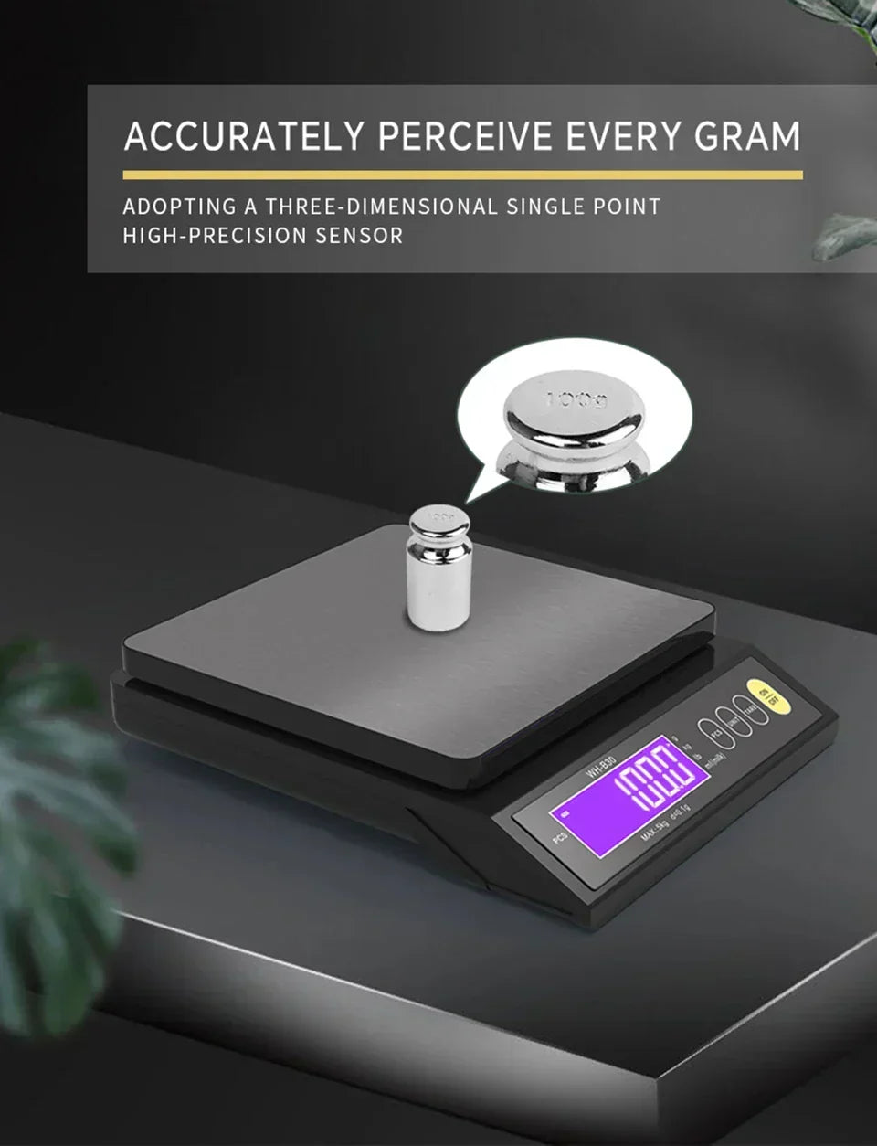 5 kg/0,1 g en 10 kg/1 g digitale elektronische keukenweegschaal, LCD-display, volledig waterdichte roestvrijstalen weegtool voor bakken