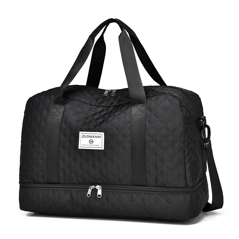 Raumio TravelFlex Lichte Reisetas met Ruitpatroon | Grote Sport- & Weekendtas met Schoenenvak & Vochtvak | Handbagagegeschikt & Opvouwbaar