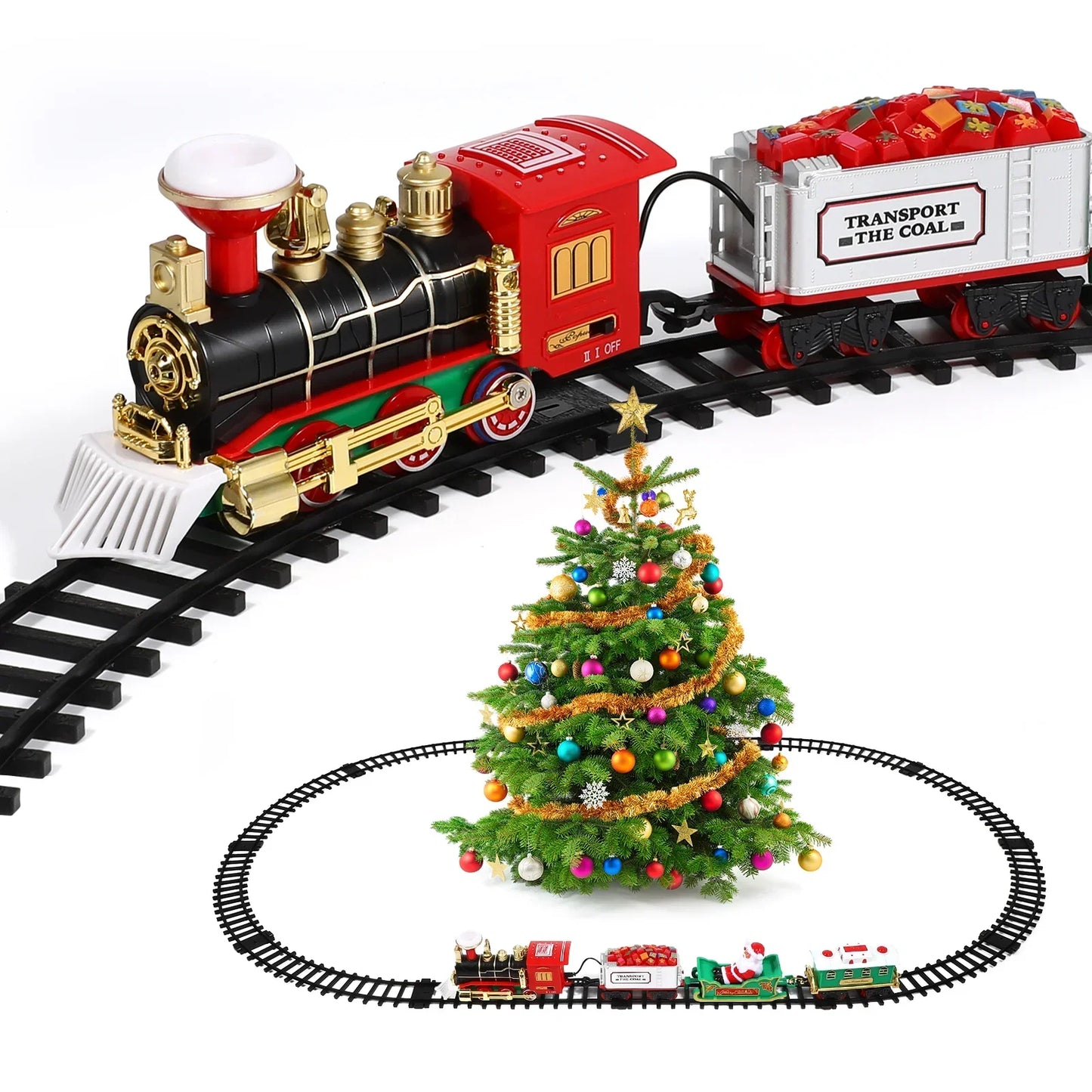 Elektrisch Treinset voor Kinderen – Met Rookeffect, Licht & Realistische Geluiden (Kerstcadeau)