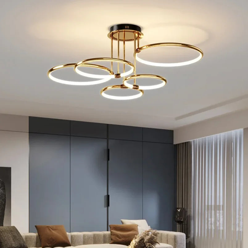 Moderne LED-lamp met ringen – plafondlamp in geometrische vorm