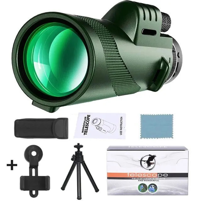 80x100 HD Zoom Monoculaire Telescoop: Krachtige draagbare verrekijkers voor jagen, kamperen en buitenverkenning