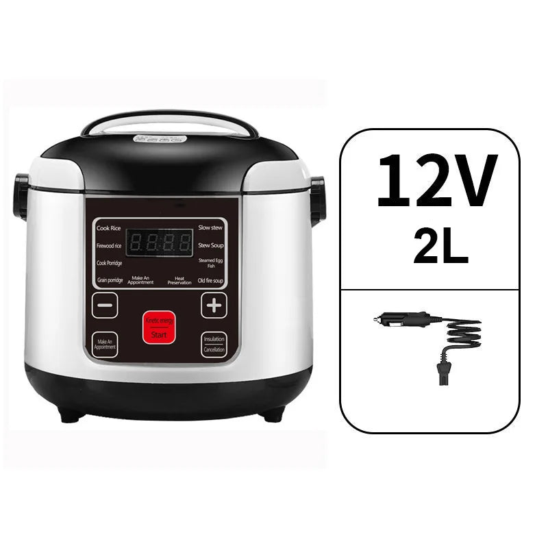 CulinaryElegance Luxe Mini Rijstkoker | Veelzijdige 12V/24V voedselstomer voor soepen, pap en maaltijden onderweg, perfect voor gebruik in auto en vrachtwagen met een capaciteit van 1L/2L.
