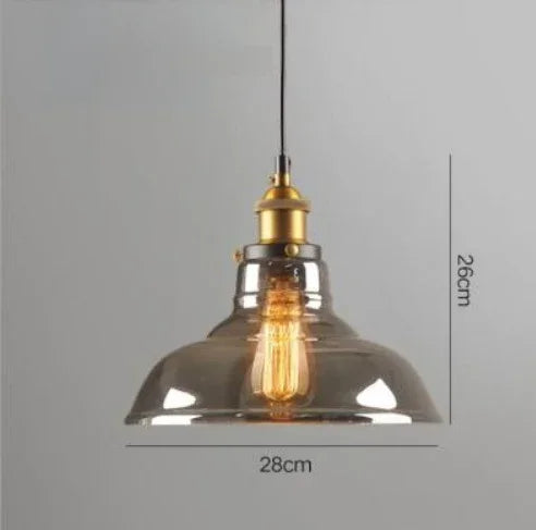 Industriële retro hanglamp met glas – Rookglas lampenkap