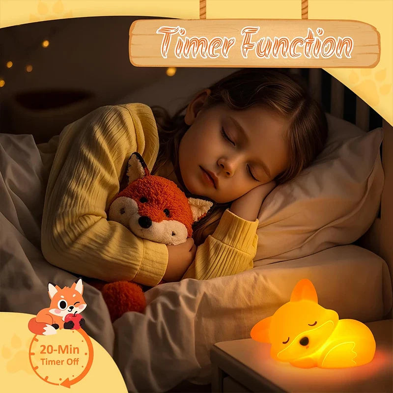 Fuchs Nachtlicht van Silicoon | Oplaadbaar, dimbaar & met Timer | Schattig cadeau-idee voor kinderen & volwassenen