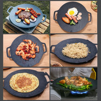 GourmetGrill Luxe Koreaanse BBQ Grillpan | Antiaanbaklaag van medische steen met handvat voor moeiteloos bakken, grillen en BBQ-avonturen