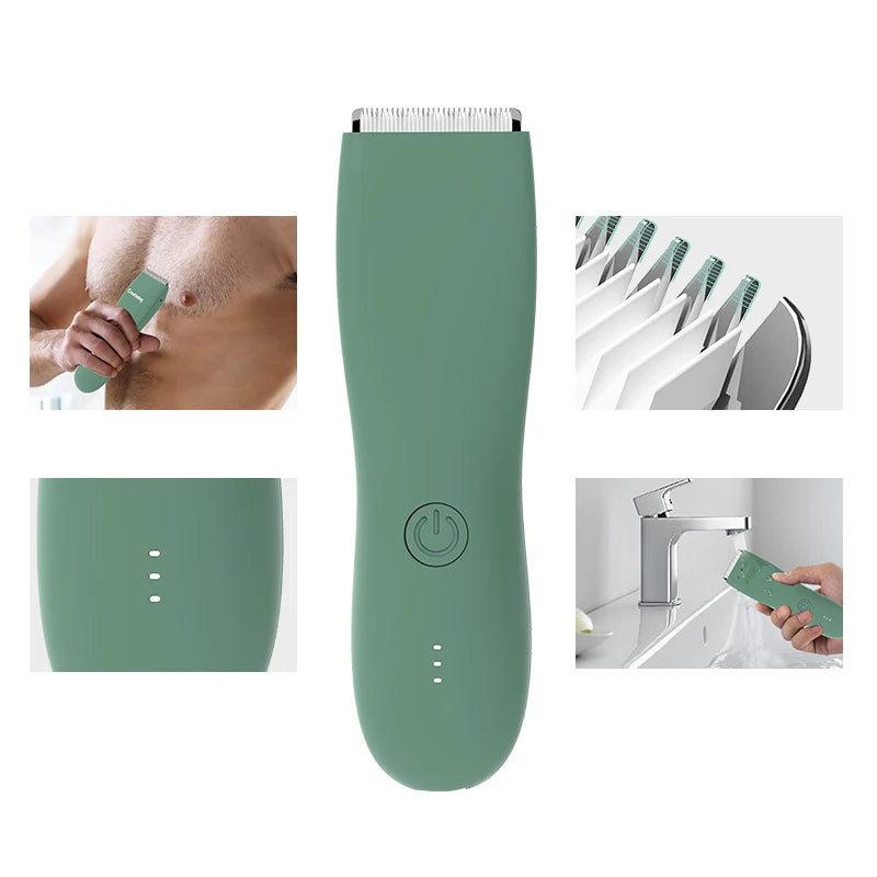 GroomLux Elite Lichaamshaar Trimmer | Precisie elektrische scheermes met vervangbare keramische messen voor een soepele, waterdichte verzorgingservaring.
