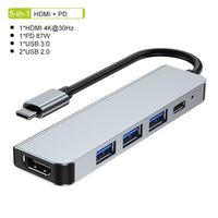 Thunderbolt 3 USB-C Hub met HDMI, PD, SD/TF voor MacBook Air M1 en iPad Pro