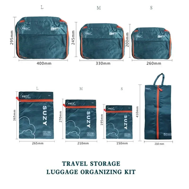 Packavio Reisorganizer Set 7-delig | Koffer-tassen voor kleding & schoenen | Ruimtebesparend & Waterafstotend